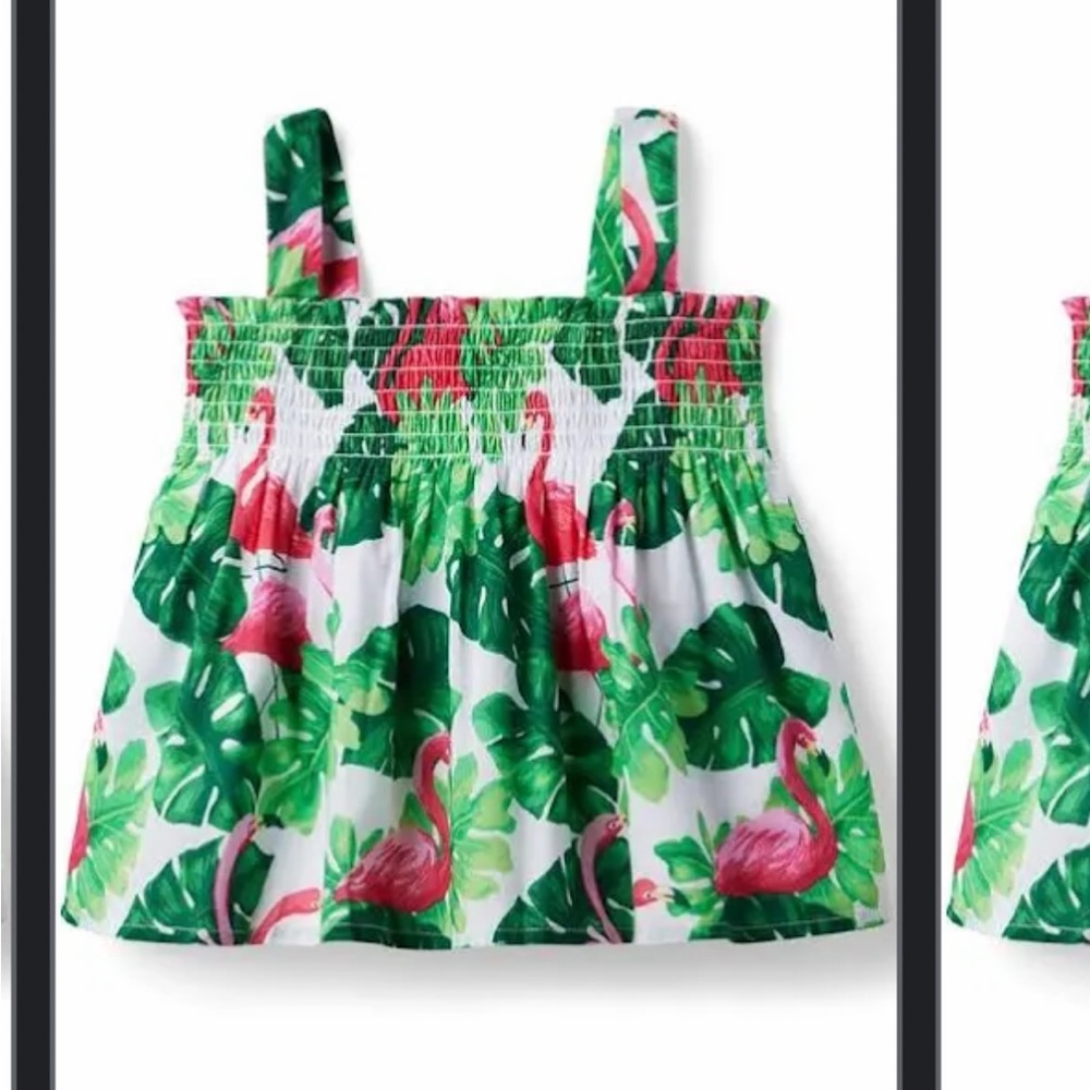 Janie and Jack white tropical flamingo top